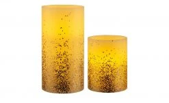 LED-Echtwachs-Kerzen 2er-Set, Elfenbein/goldfarben -Innenleuchten Verkaufsladen 10681913 1 202112161238