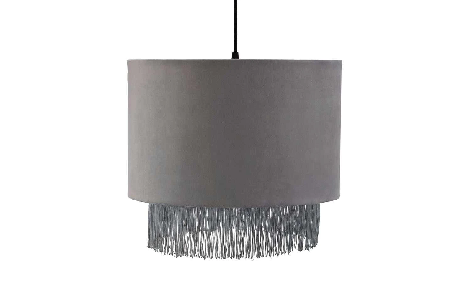 Pendelleuchte, 1-flammig, Samt grau mit Fäden 2 Pendelleuchte, 1-flammig, Samt grau mit Fäden – Bild 2