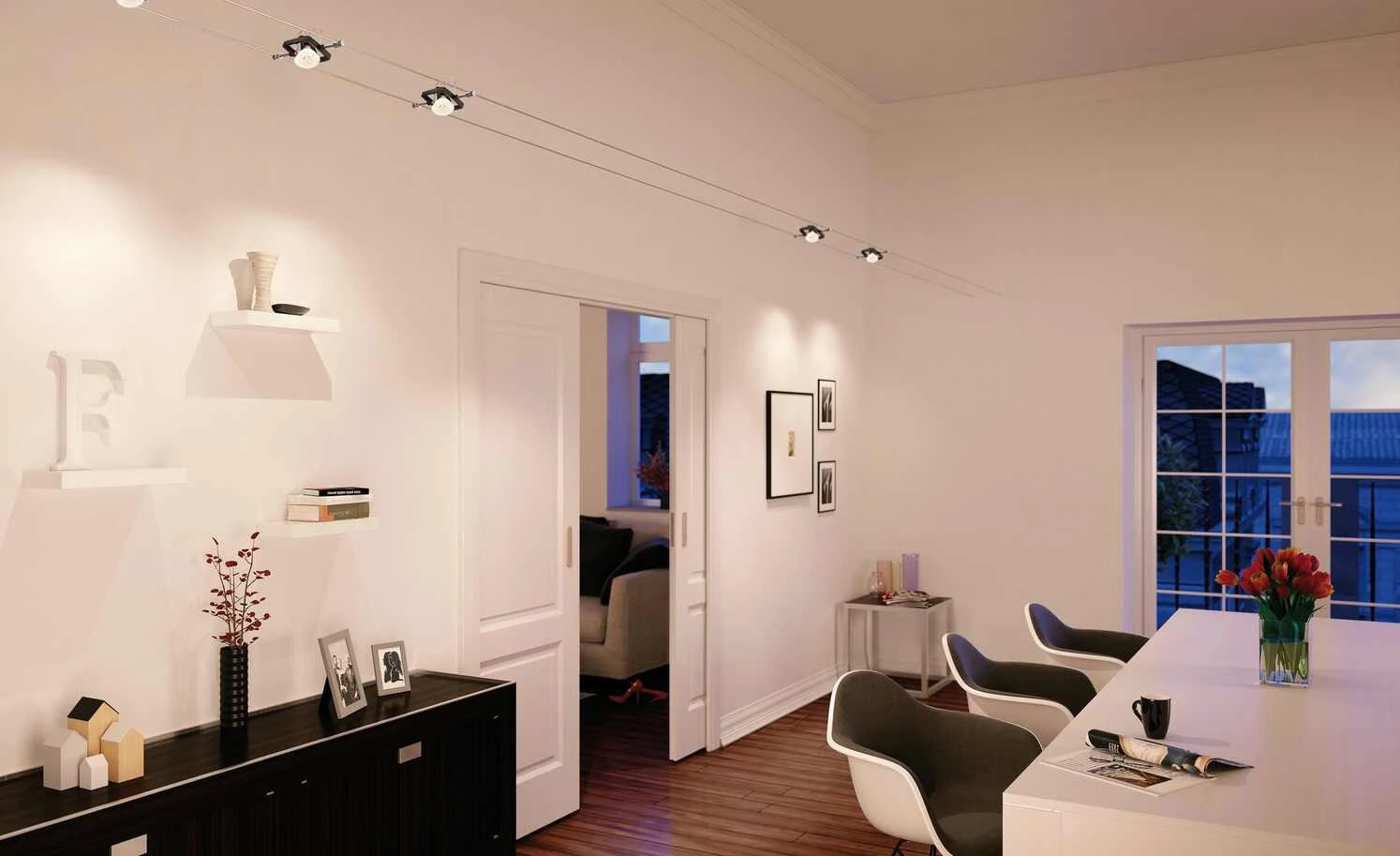 Seilsystem, Basisset, 5-flammig, schwarz-matt 1 Seilsystem, Basisset, 5-flammig, schwarz-matt