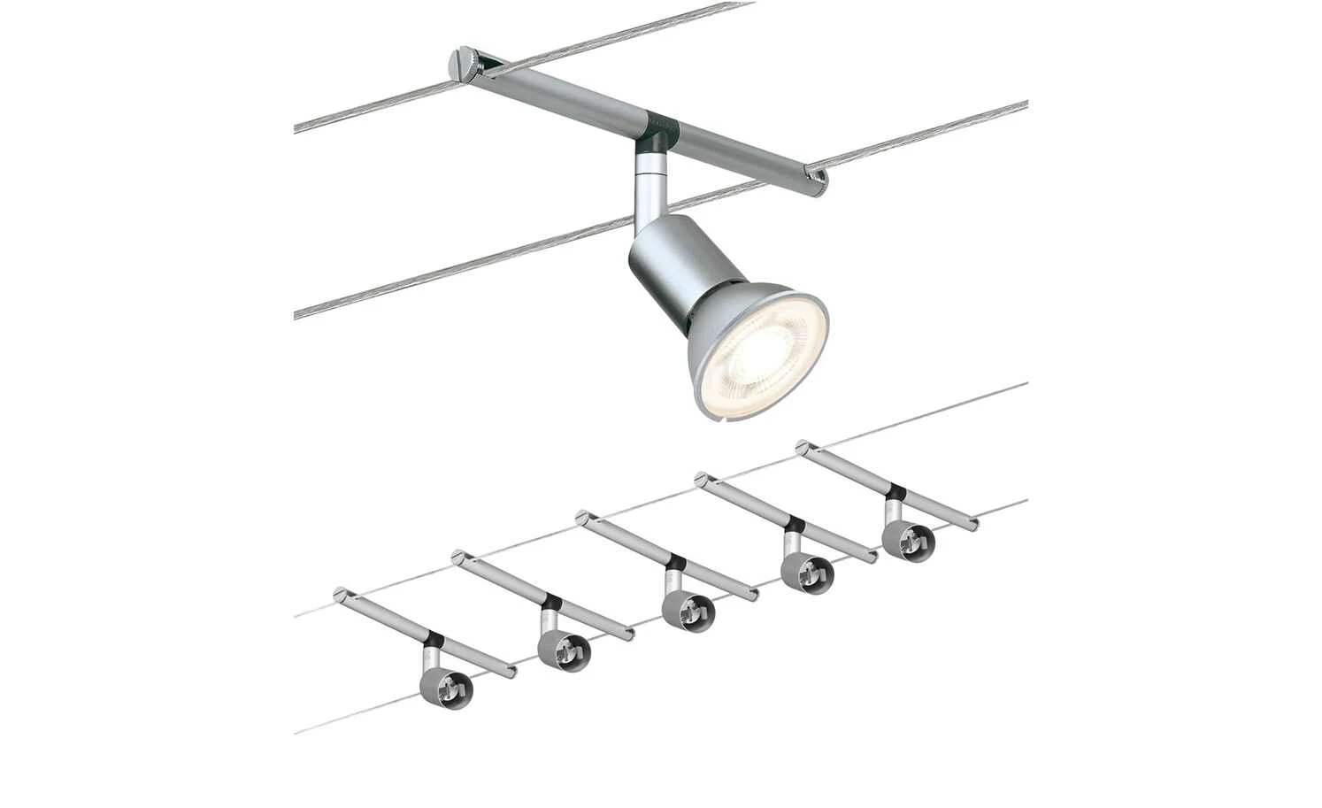 Seilsystem, Basisset, 5-flammig, chrom-matt 3 Seilsystem, Basisset, 5-flammig, chrom-matt – Bild 3
