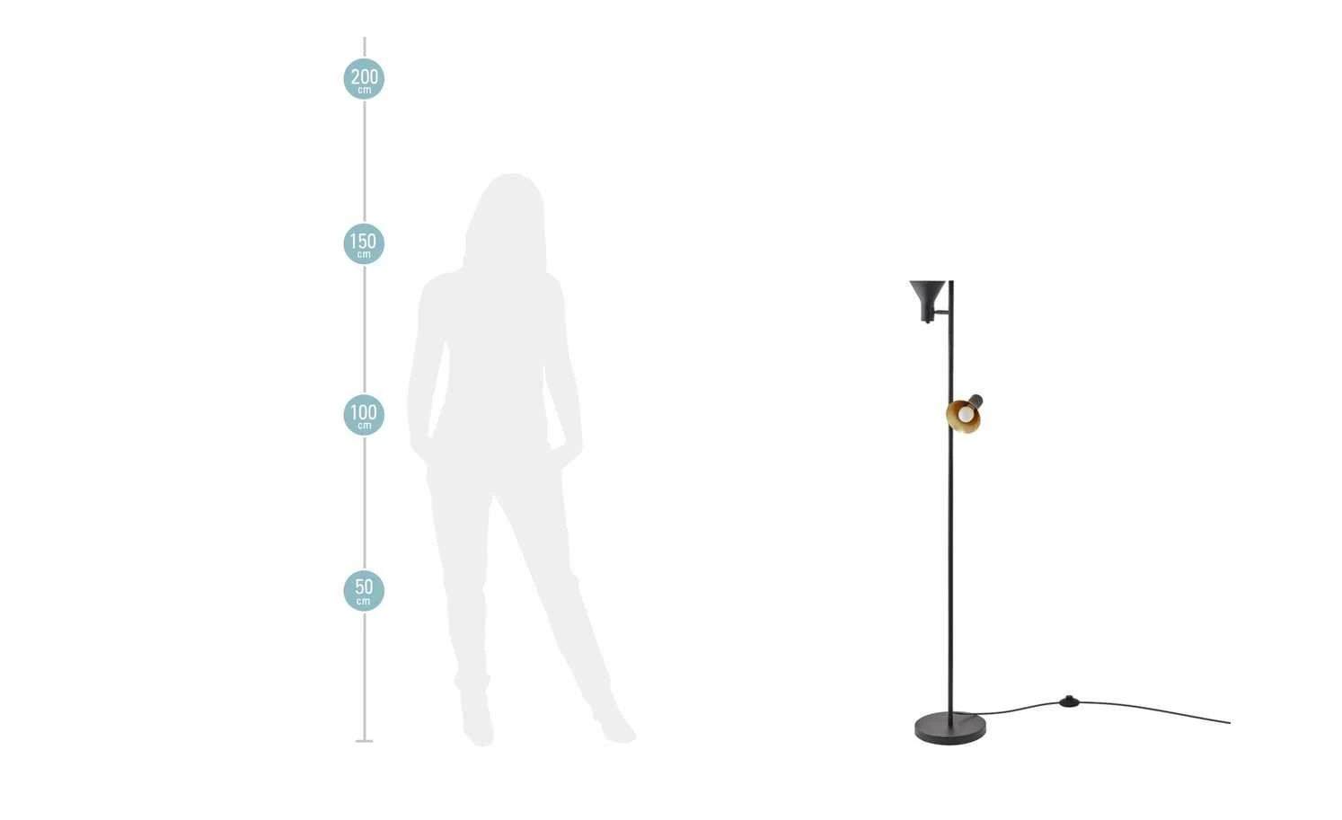 Trio Stehleuchte, 2-flammig, schwarz/goldfarb. 10 Trio Stehleuchte, 2-flammig, schwarz/goldfarb. – Bild 10