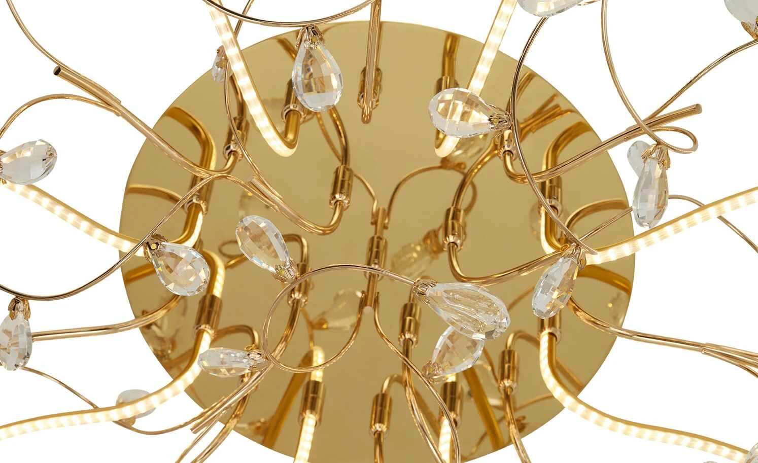 B-Leuchten LED-Deckenleuchte, messing poliert mit Glasblättern | Messing glänzend 4 B-Leuchten LED-Deckenleuchte, messing poliert mit Glasblättern | Messing glänzend – Bild 4