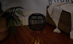 Solar-Tischleuchte schwarz mit Seil-Henkel