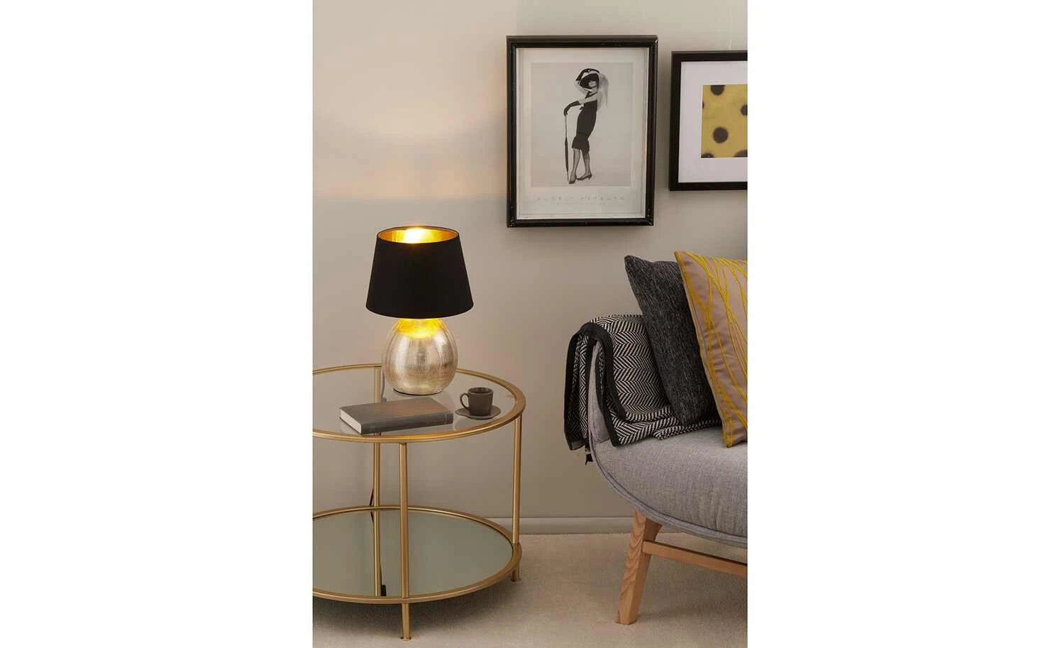 Trio Keramik-Tischleuchte, 1-flammig, goldfarbig | Goldfarben 1 Trio Keramik-Tischleuchte, 1-flammig, goldfarbig | Goldfarben