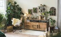 Trio Tischleuchte mit Holzfuß | Braun