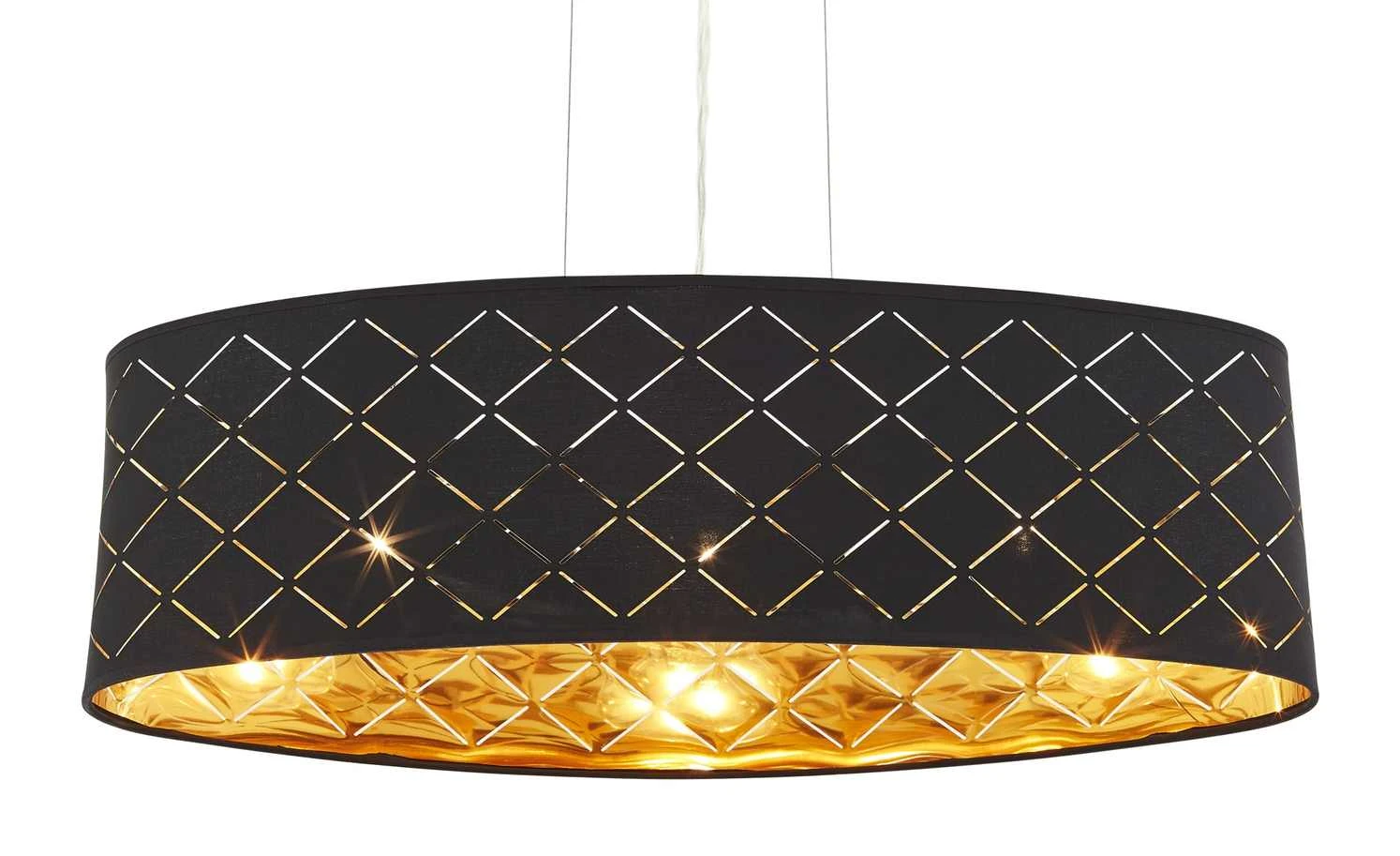 Stoffpendelleuchte, 3-flammig, Schirm schwarz/goldfarben 8 Stoffpendelleuchte, 3-flammig, Schirm schwarz/goldfarben – Bild 8