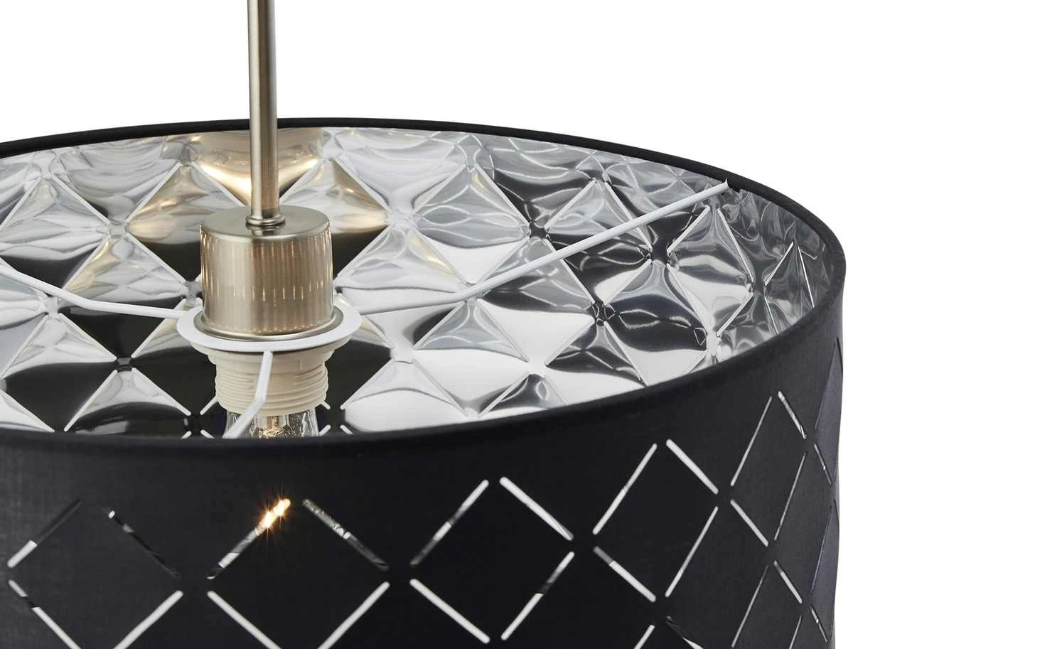 Stoffpendelleuchte, 1-flammig, Schirm grau/silber 4 Stoffpendelleuchte, 1-flammig, Schirm grau/silber – Bild 4