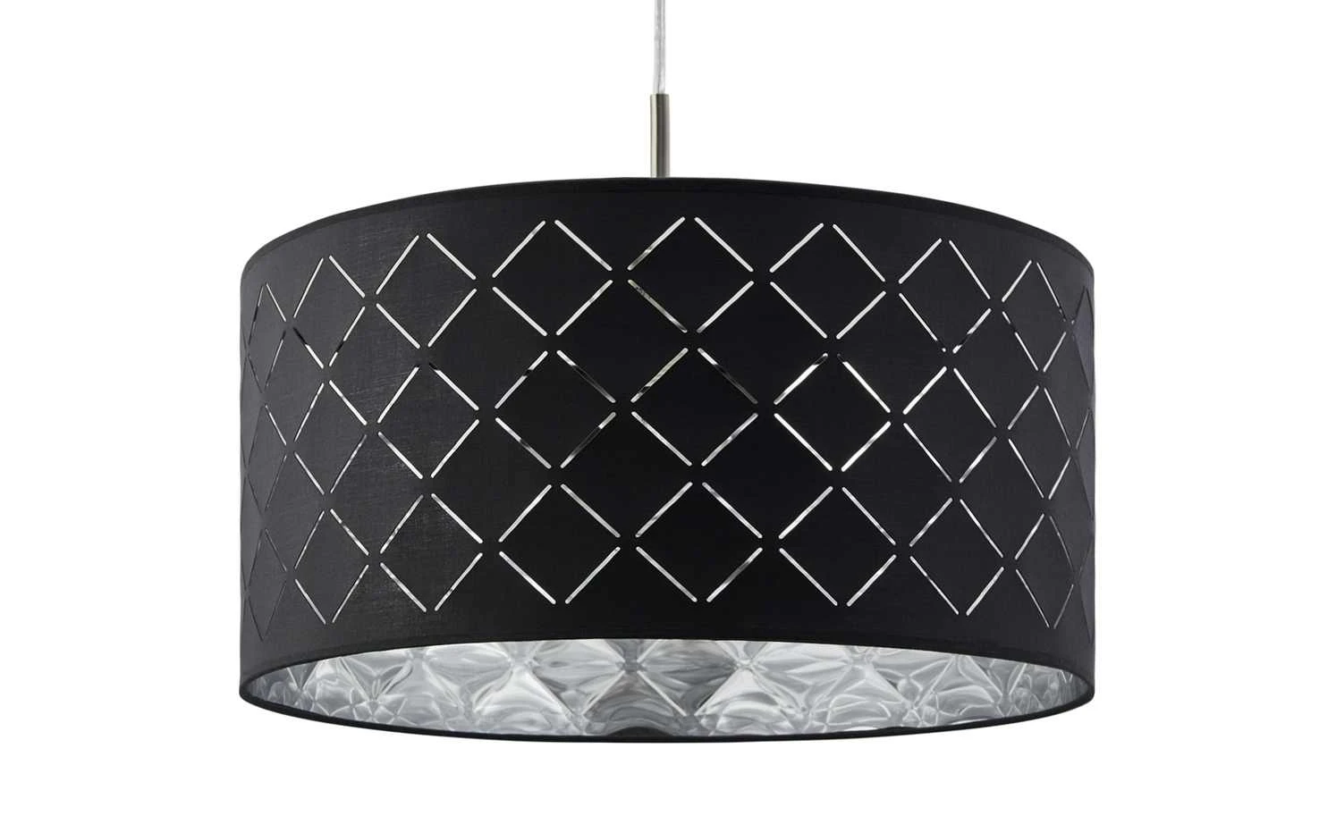 Stoffpendelleuchte, 1-flammig, Schirm grau/silber 1 Stoffpendelleuchte, 1-flammig, Schirm grau/silber