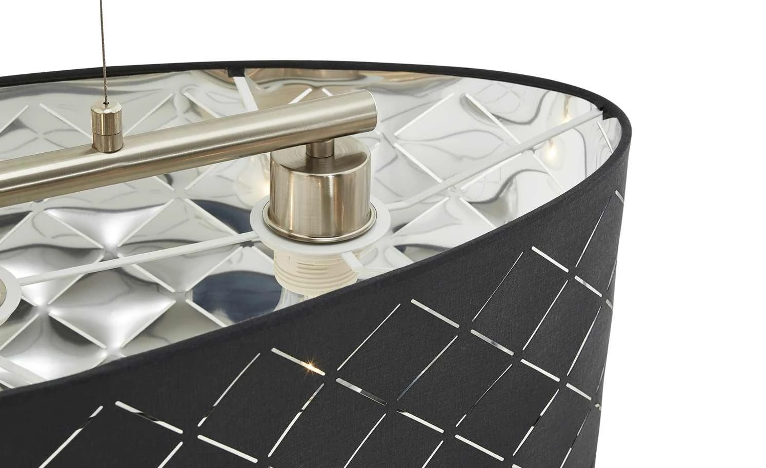 Stoffpendelleuchte, 3-flammig, Schirm grau/silber 3 Stoffpendelleuchte, 3-flammig, Schirm grau/silber – Bild 3