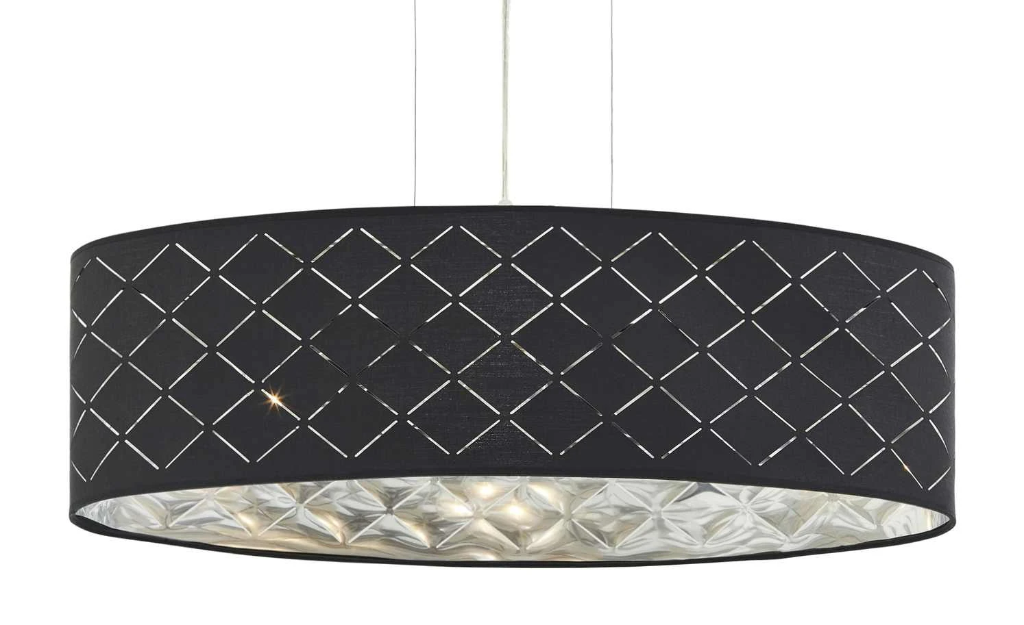 Stoffpendelleuchte, 3-flammig, Schirm grau/silber 5 Stoffpendelleuchte, 3-flammig, Schirm grau/silber – Bild 5