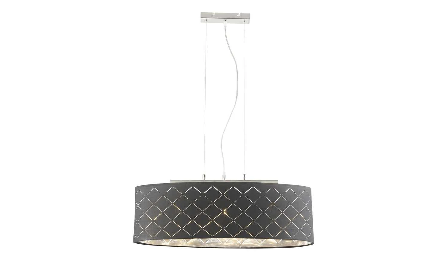 Stoffpendelleuchte, 3-flammig, Schirm grau/silber 8 Stoffpendelleuchte, 3-flammig, Schirm grau/silber – Bild 8