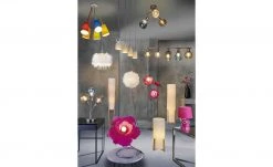 Pendelleuchte, 5-flammig mit verschiedenen Schirmen