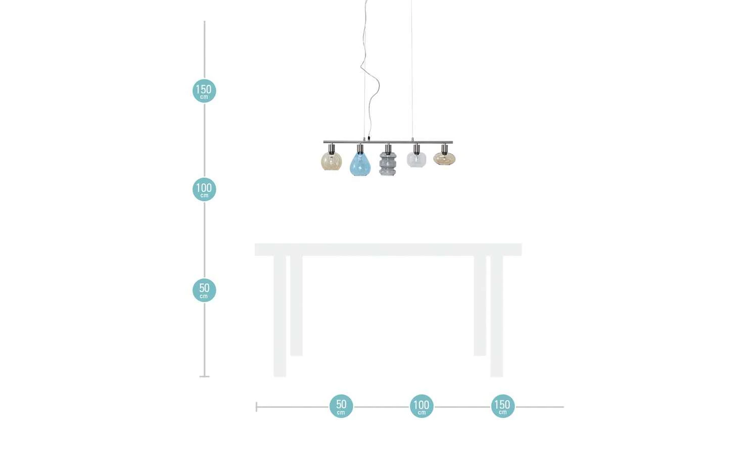 Pendelleuchte, 5-flammig mit verschiedenen Schirmen 8 Pendelleuchte, 5-flammig mit verschiedenen Schirmen – Bild 8