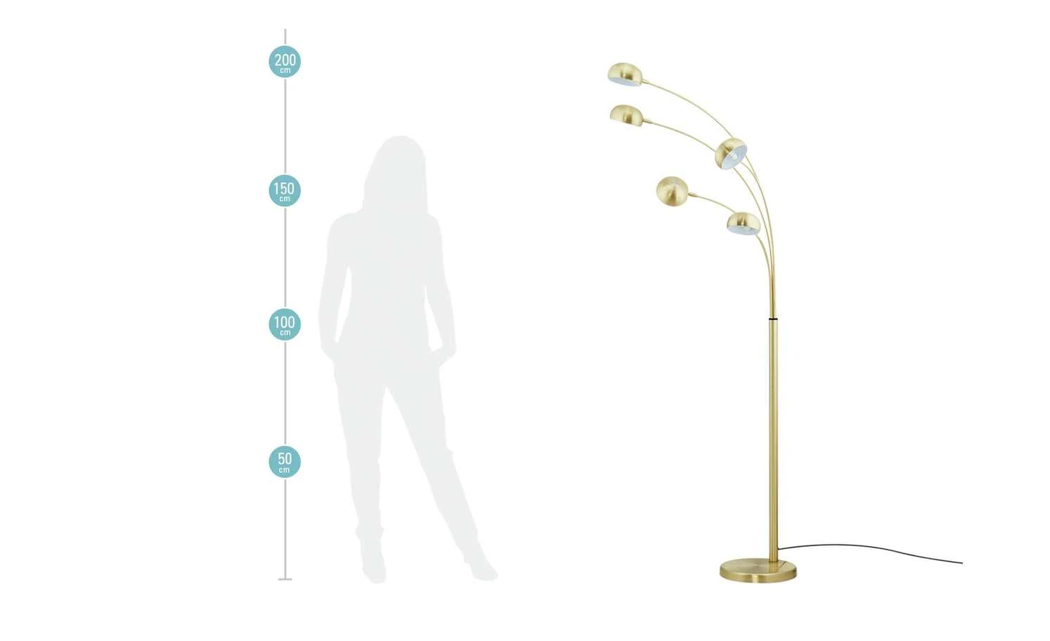 HOME STORY Bogenleuchte, 5-flammig, Messing-matt 14 HOME STORY Bogenleuchte, 5-flammig, Messing-matt – Bild 14