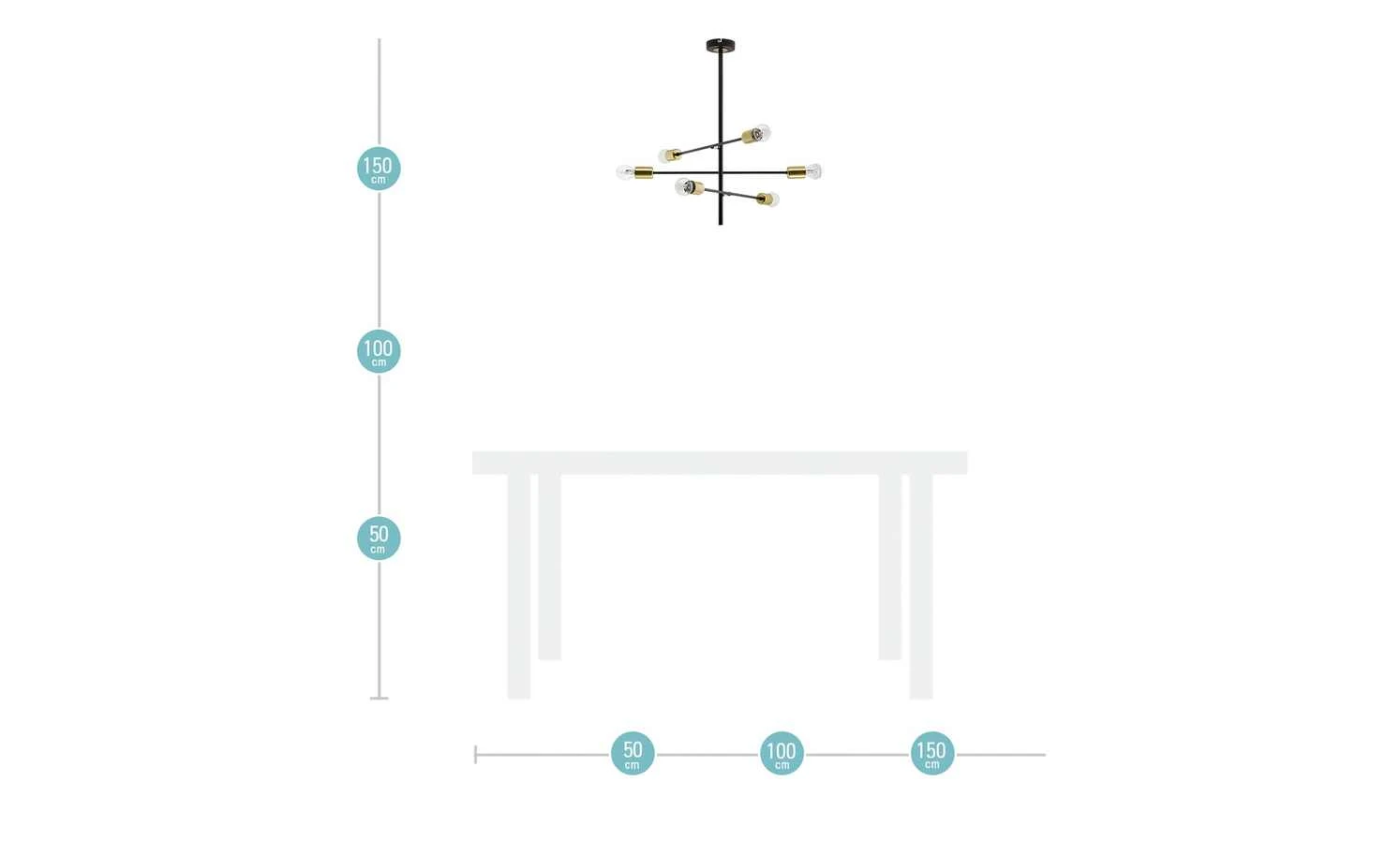 Wofi Pendelleuchte, 6-flammig, schwarz / goldfarben 11 Wofi Pendelleuchte, 6-flammig, schwarz / goldfarben – Bild 11