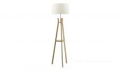 HOME STORY Holz-Stehleuchte, mit Stoffschirm und Ablage -Innenleuchten Verkaufsladen 10689879 4 201901222155