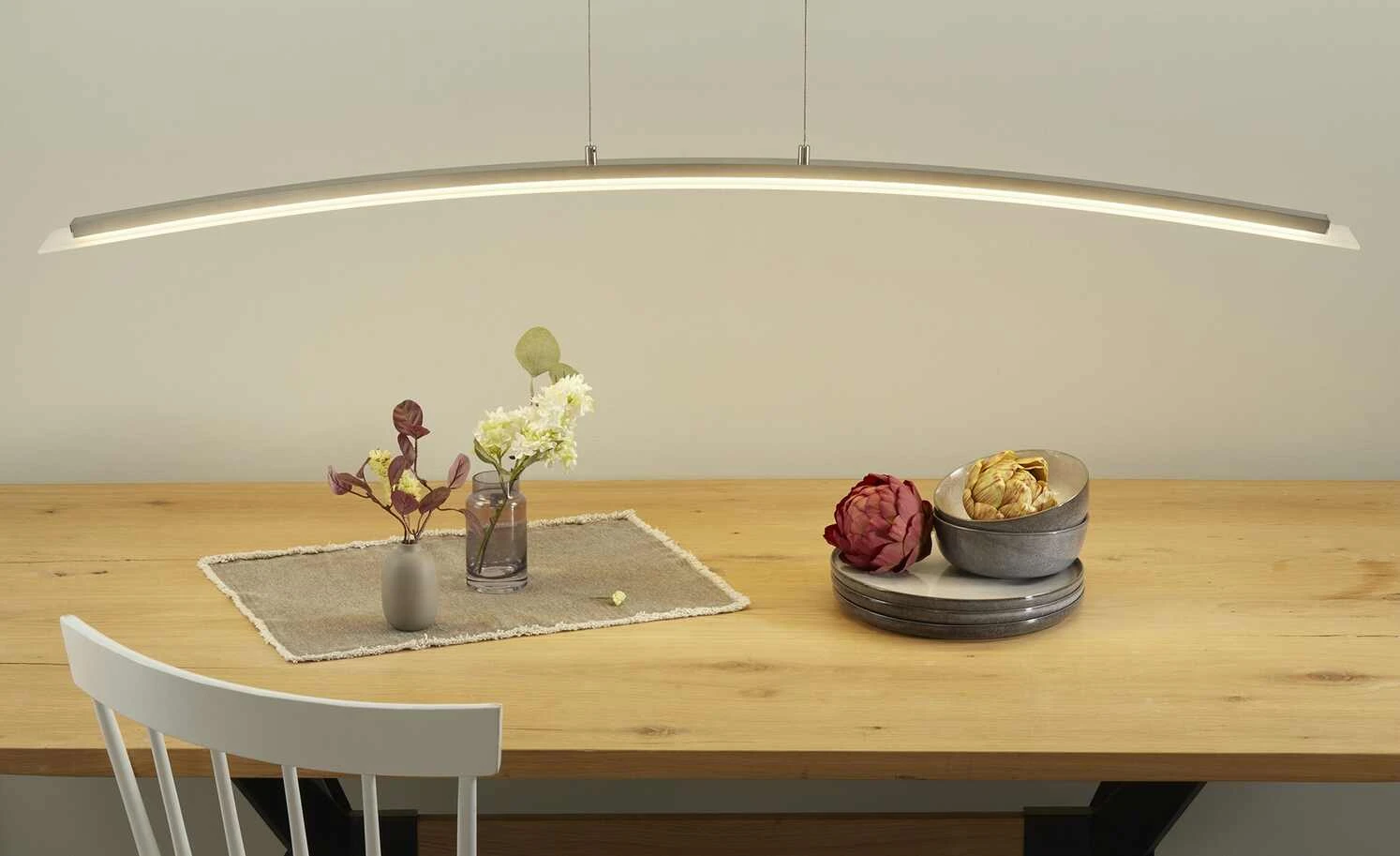 Fischer-Honsel LED-Pendelleuchte, Nickel-matt/Glas gebogen 3 Fischer-Honsel LED-Pendelleuchte, Nickel-matt/Glas gebogen – Bild 3