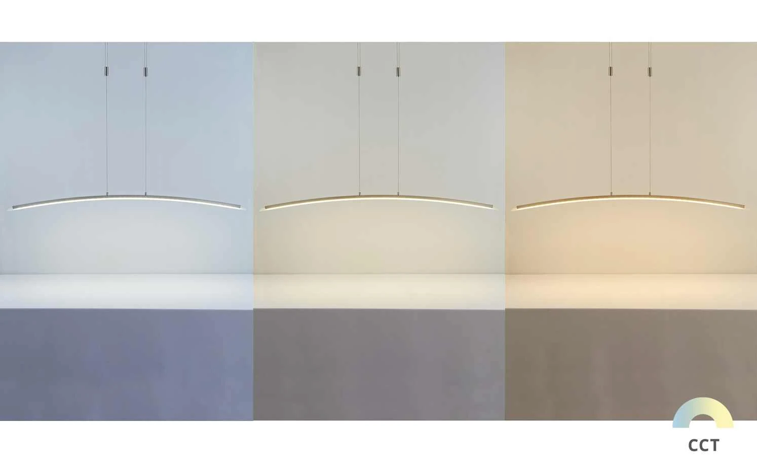 Fischer-Honsel LED-Pendelleuchte, Nickel-matt/Glas gebogen 2 Fischer-Honsel LED-Pendelleuchte, Nickel-matt/Glas gebogen – Bild 2