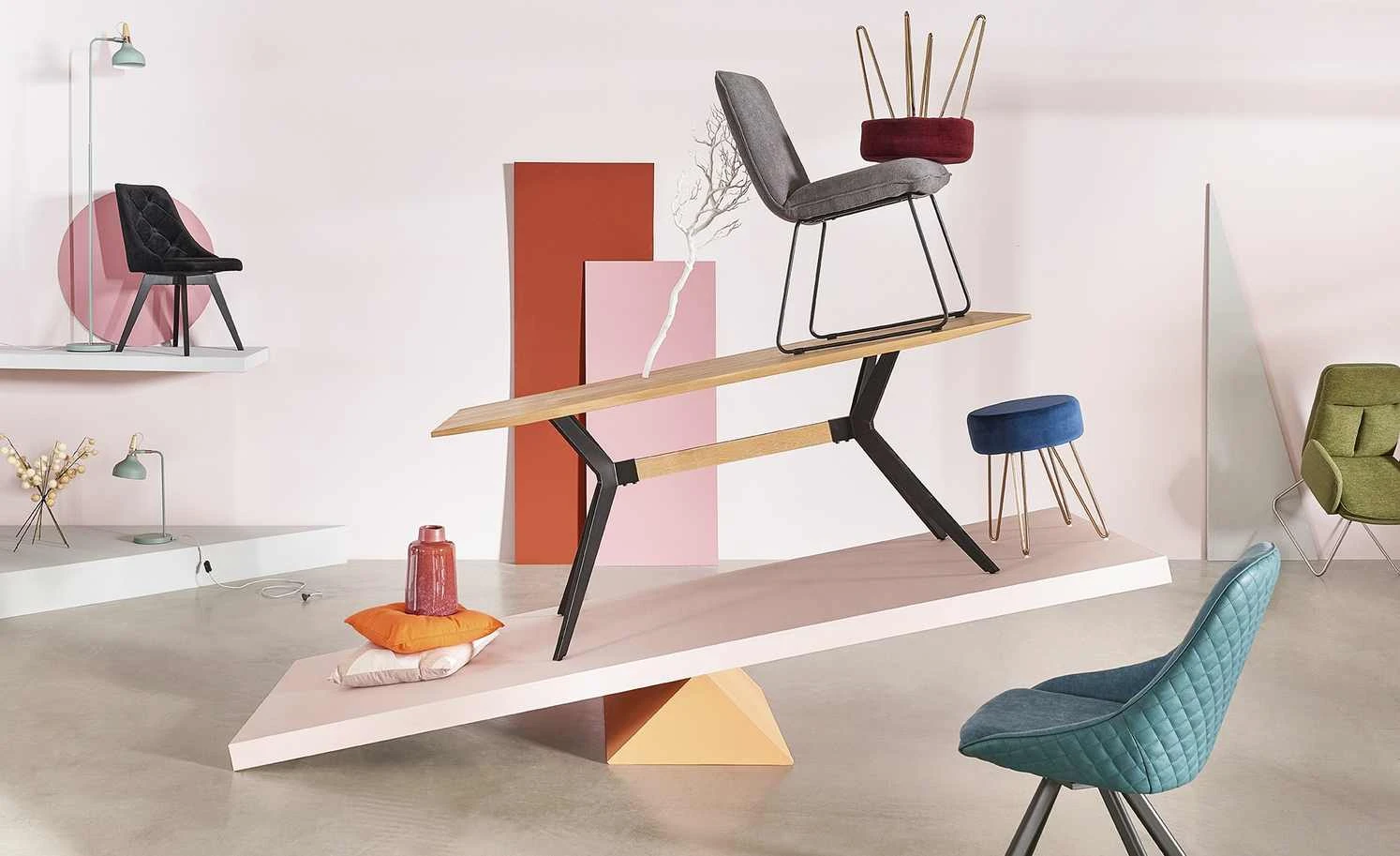 Tischleuchte, 1-flammig, Softgrün 1 Tischleuchte, 1-flammig, Softgrün