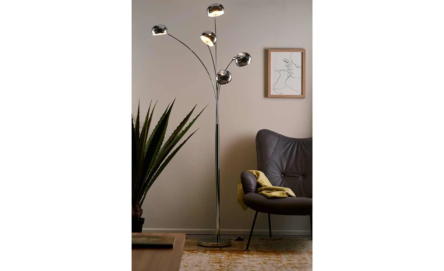 KHG Bogenleuchte, 5-flammig, chrom 2 KHG Bogenleuchte, 5-flammig, chrom – Bild 2