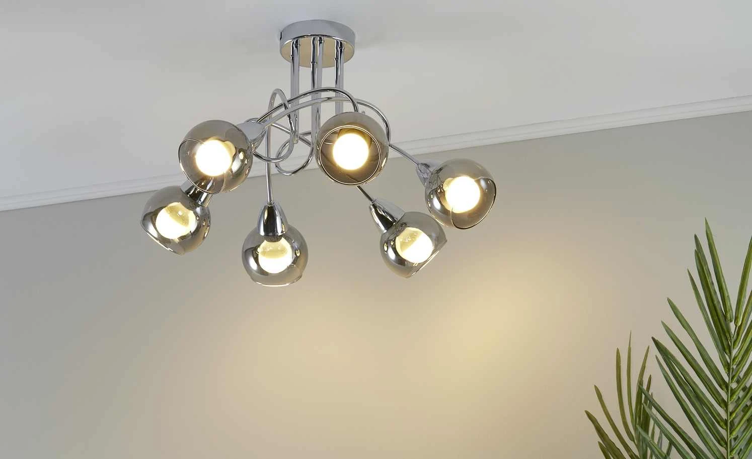 HOME STORY Deckenleuchte, 6-flammig, Rauchglas 2 HOME STORY Deckenleuchte, 6-flammig, Rauchglas – Bild 2