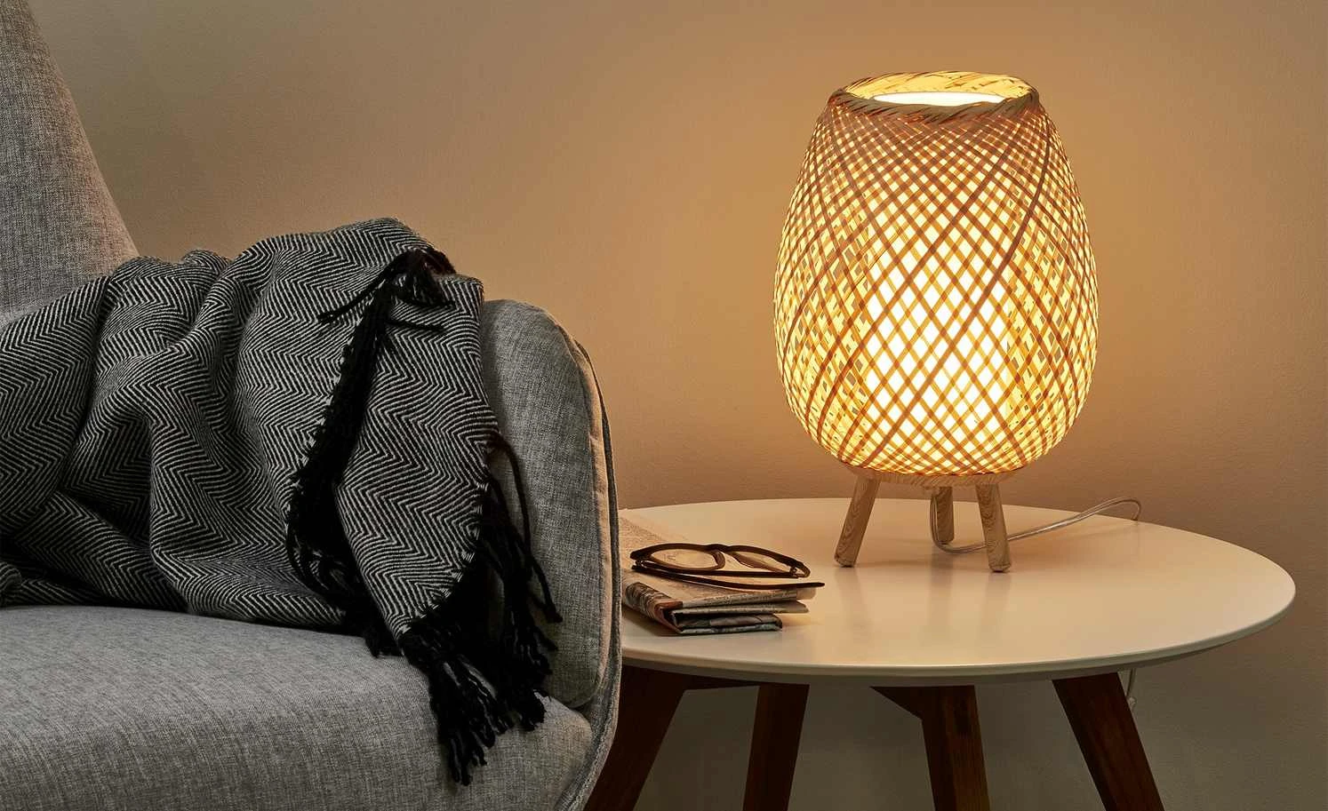 HOME STORY Tischleuchte, 1-flammig, Bambusoptik 4 HOME STORY Tischleuchte, 1-flammig, Bambusoptik – Bild 4