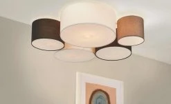 Trio Deckenleuchte, 5-flammig, Stoffschirme