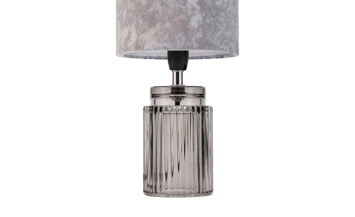 Tischeuchte, 1-flammig, Samtschirm grau 3 Tischeuchte, 1-flammig, Samtschirm grau – Bild 3