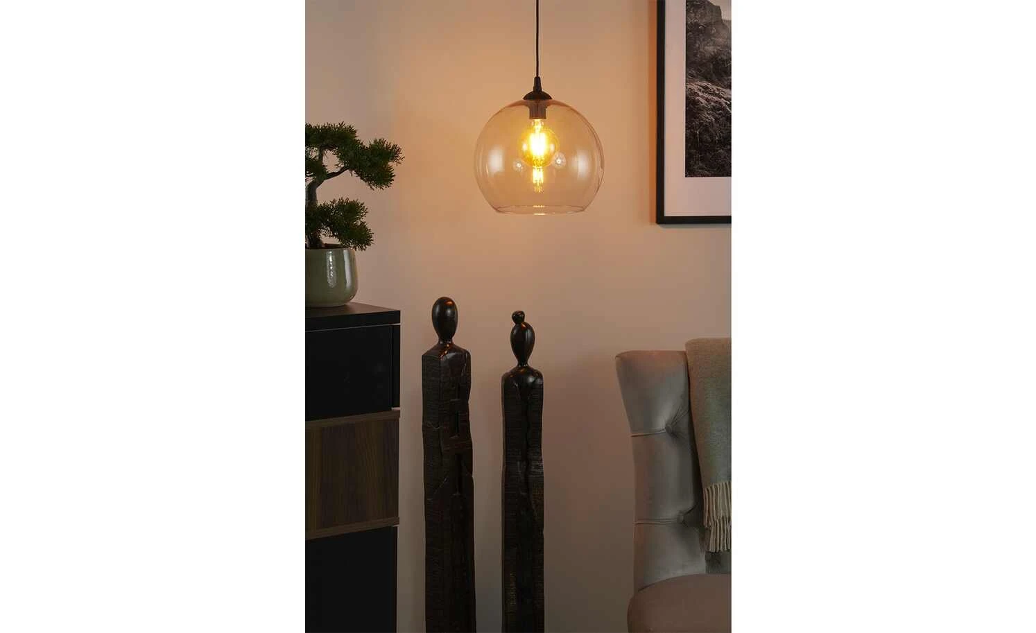 Pendelleuchte, 1-flammig, Glas bernsteinfarben 4 Pendelleuchte, 1-flammig, Glas bernsteinfarben – Bild 4