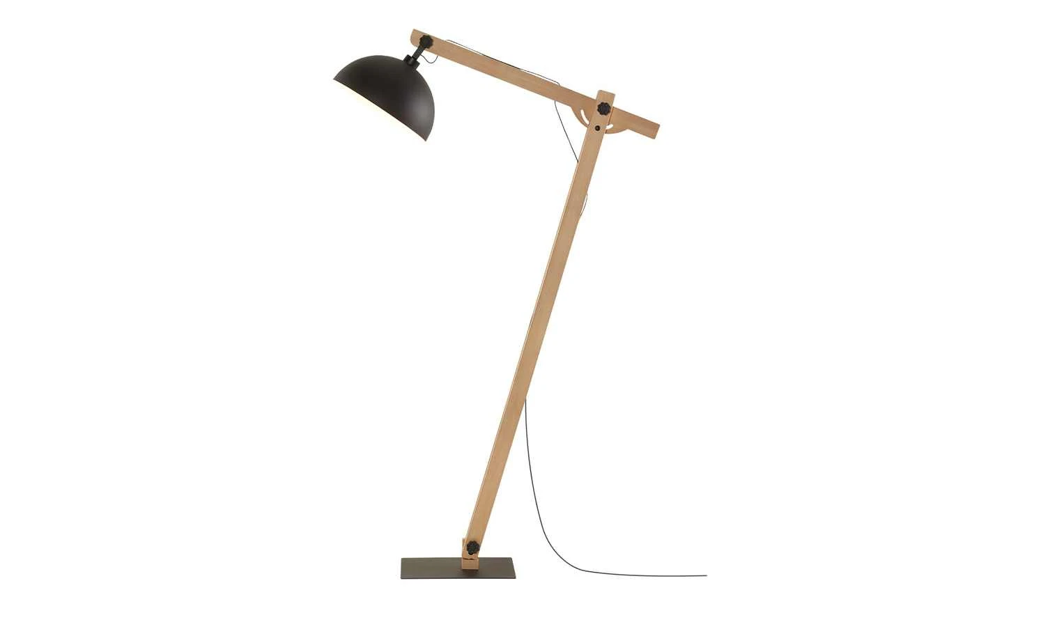 Stehleuchte, 1-flammig, Metall schwarz/ Holz 3 Stehleuchte, 1-flammig, Metall schwarz/ Holz – Bild 3