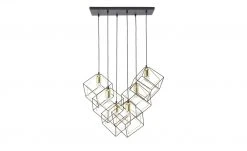 Pendelleuchte, 6-flammig, schwarz/messing Kubus -Innenleuchten Verkaufsladen 11684409 5 202006091054
