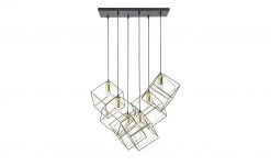 Pendelleuchte, 6-flammig, schwarz/messing Kubus -Innenleuchten Verkaufsladen 11684409 6 202006091054