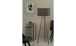 Stehleuchte, 1-flammig, Stoffschirm grau