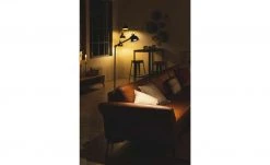 Leseleuchte, 1-flammig, Metall / Holz schwarz