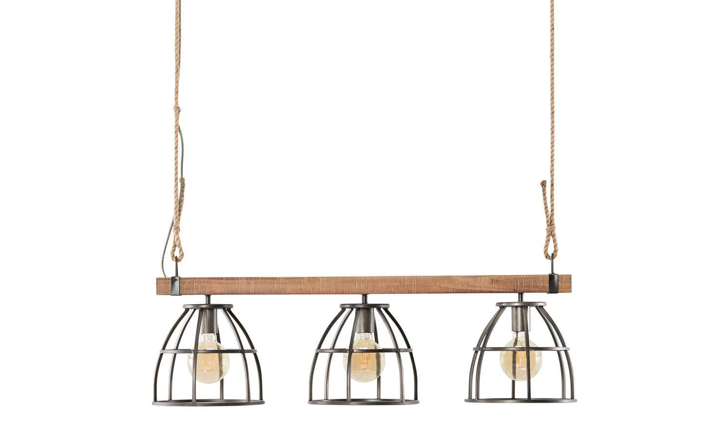 Pendelleuchte, 3-flammig, Metall / Holz schwarz 3 Pendelleuchte, 3-flammig, Metall / Holz schwarz – Bild 3