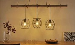 Paul Neuhaus Pendelleuchte, 3-flammig, Holz / Metall Schwarz