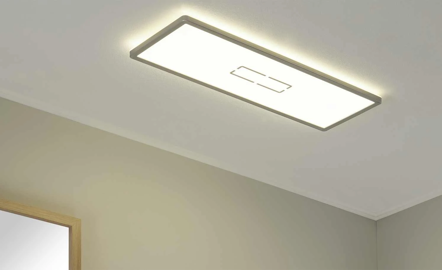 LED-Deckenleuchte, silber mit Hintergrundbeleuchtung | silberfarben 1 LED-Deckenleuchte, silber mit Hintergrundbeleuchtung | silberfarben