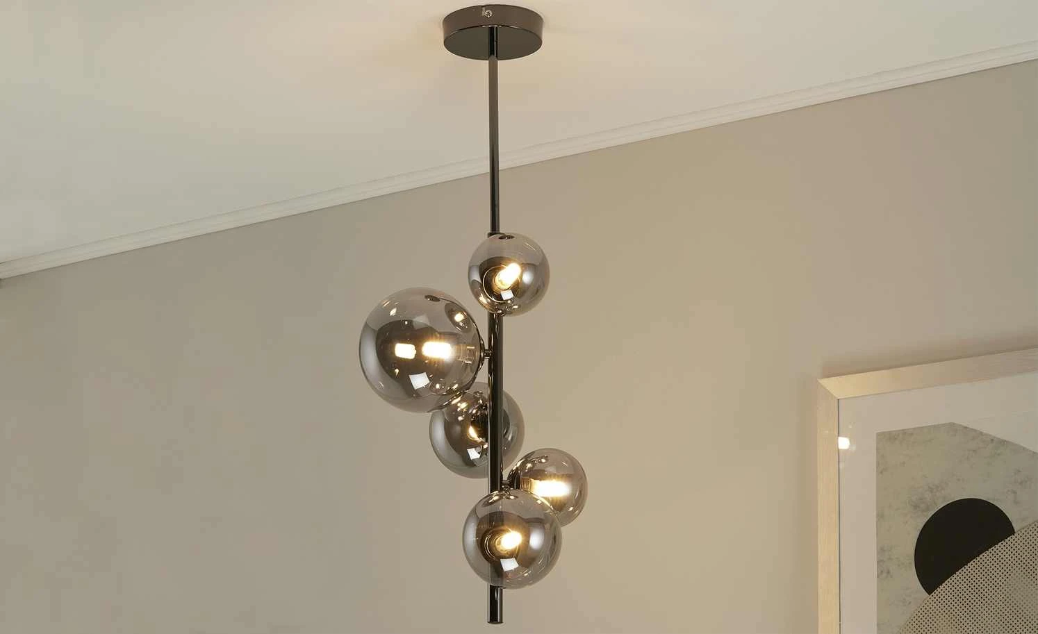 Wofi Deckenleuchte, 5-flammig, schwarz / chrom 1 Wofi Deckenleuchte, 5-flammig, schwarz / chrom