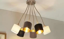 Wofi Deckenleuchte, 6-flammig nickel matt, Flexarme