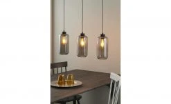 Pendelleuchte, 3-flammig, Glas graphitfarben