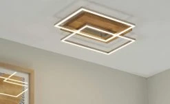 LED-Deckenleuchte, 2-flammig, Eiche natur