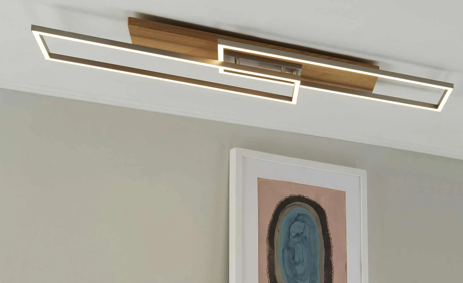 LED-Deckenleuchte, 2-flammig, Eiche natur 1 LED-Deckenleuchte, 2-flammig, Eiche natur