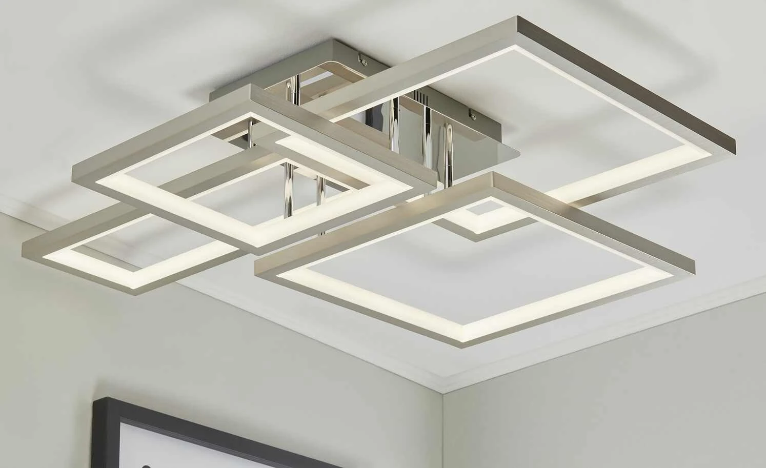 KHG LED-Deckenleuchte, 4-flammig, chrom, ´eckig´ 2 KHG LED-Deckenleuchte, 4-flammig, chrom, ´eckig´ – Bild 2