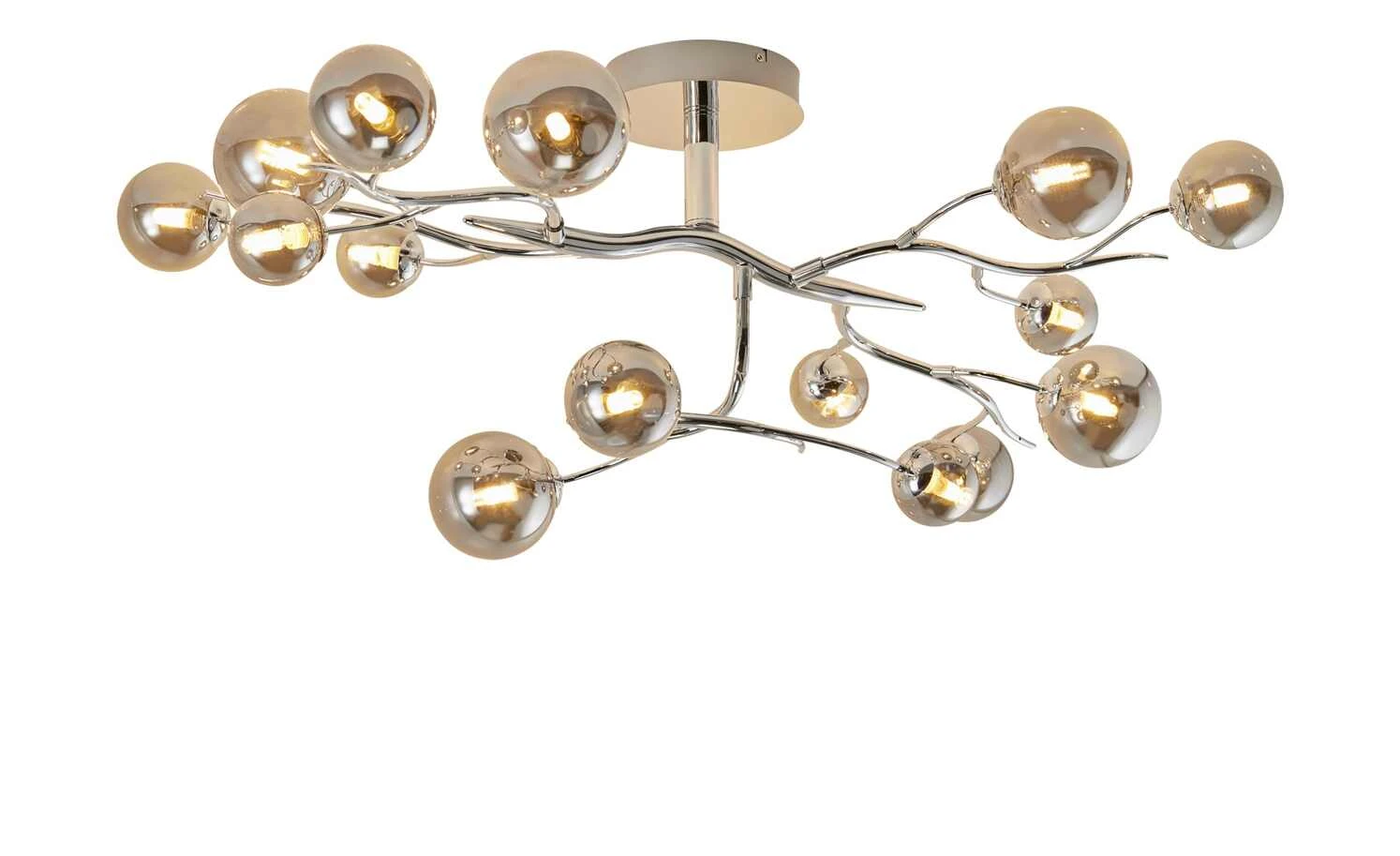 KHG Deckenleuchte, 15-flammig, chrom / Glaskugeln in Rauchglas 3 KHG Deckenleuchte, 15-flammig, chrom / Glaskugeln in Rauchglas – Bild 3