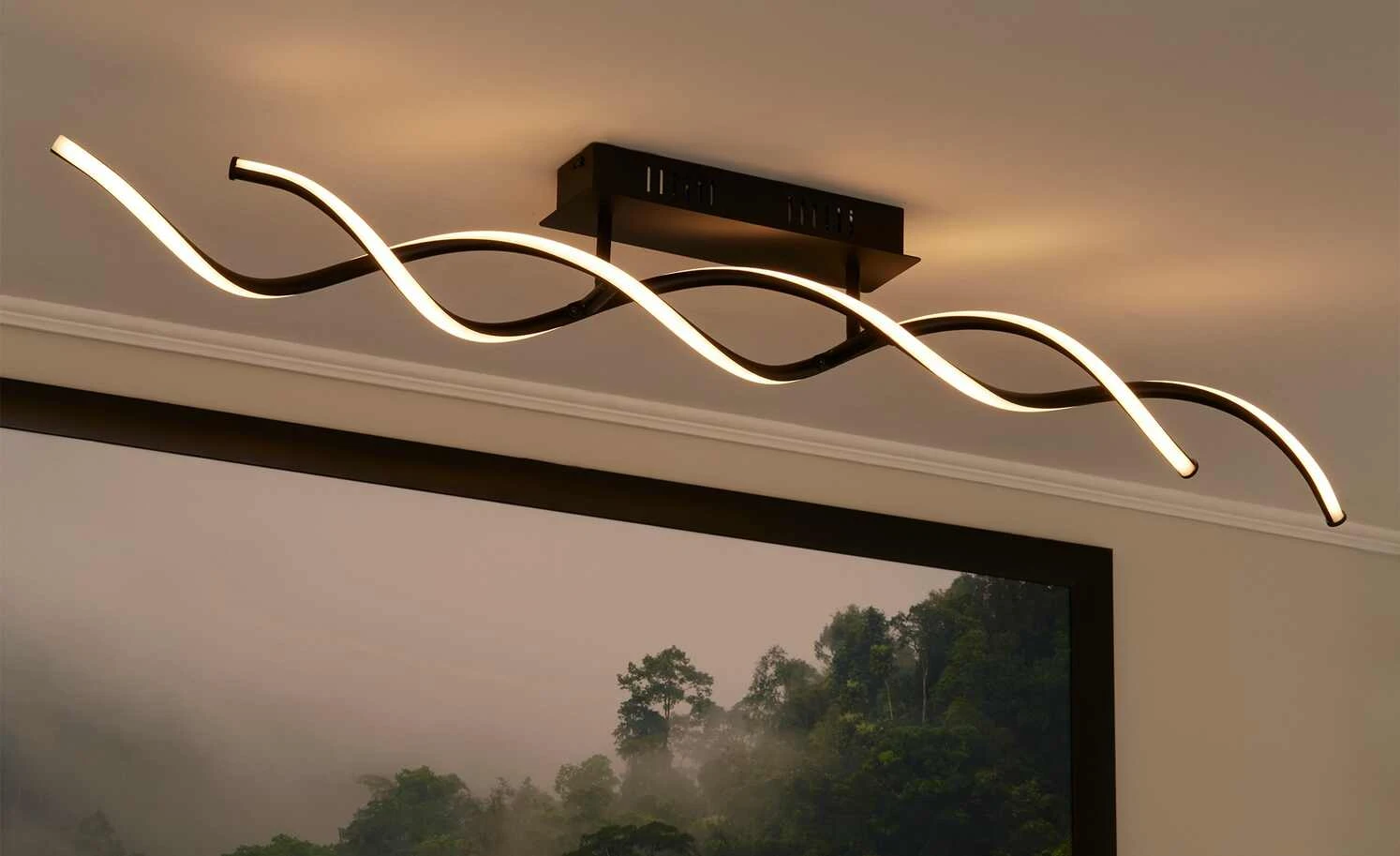 Meisterleuchten LED-Deckenleuchte, 2-flamiig, schwarz `gedreht´ 1 Meisterleuchten LED-Deckenleuchte, 2-flamiig, schwarz `gedreht´