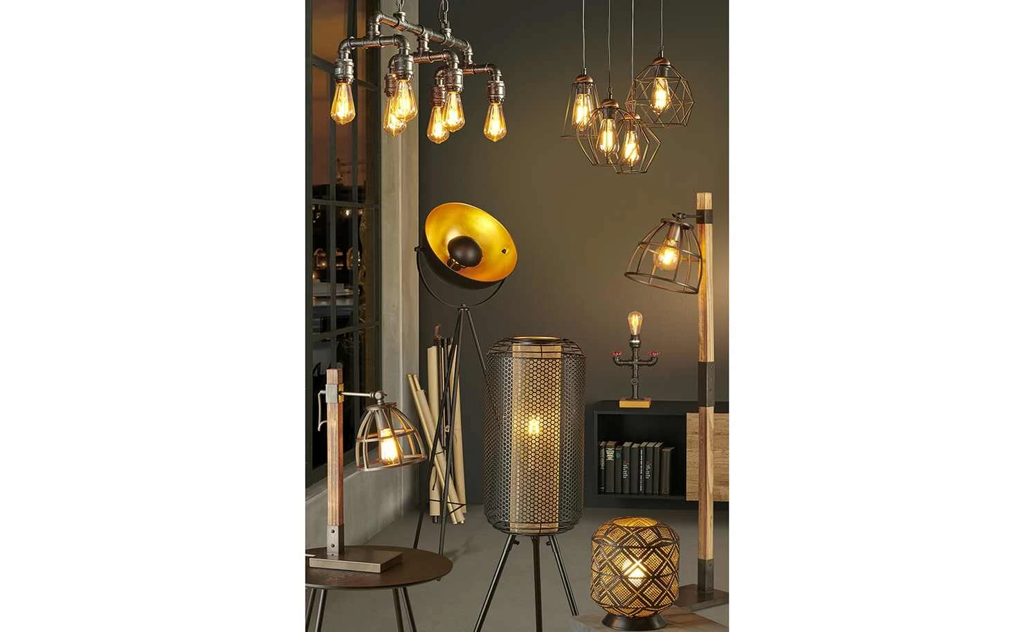 Tischleuchte, 1-flammig, Holz / Metall schwarz 3 Tischleuchte, 1-flammig, Holz / Metall schwarz – Bild 3