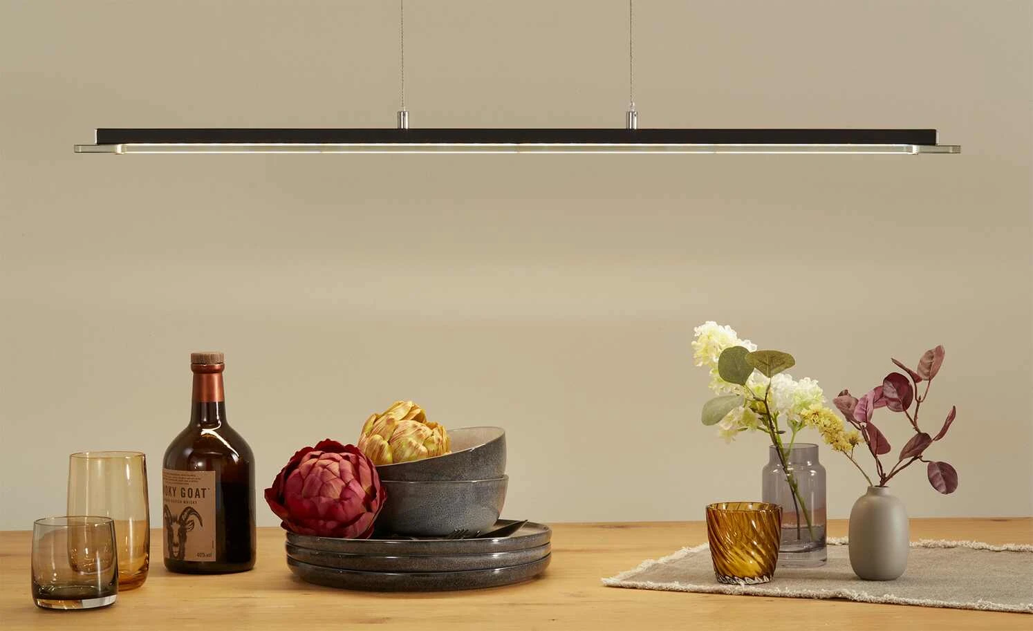 Fischer-Honsel LED-Pendelleuchte, schwarz-matt/Rauchglas 2 Fischer-Honsel LED-Pendelleuchte, schwarz-matt/Rauchglas – Bild 2