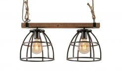 Pendelleuchte, 2-flammig, schwarz/holz -Innenleuchten Verkaufsladen 11685489 3 202007080958