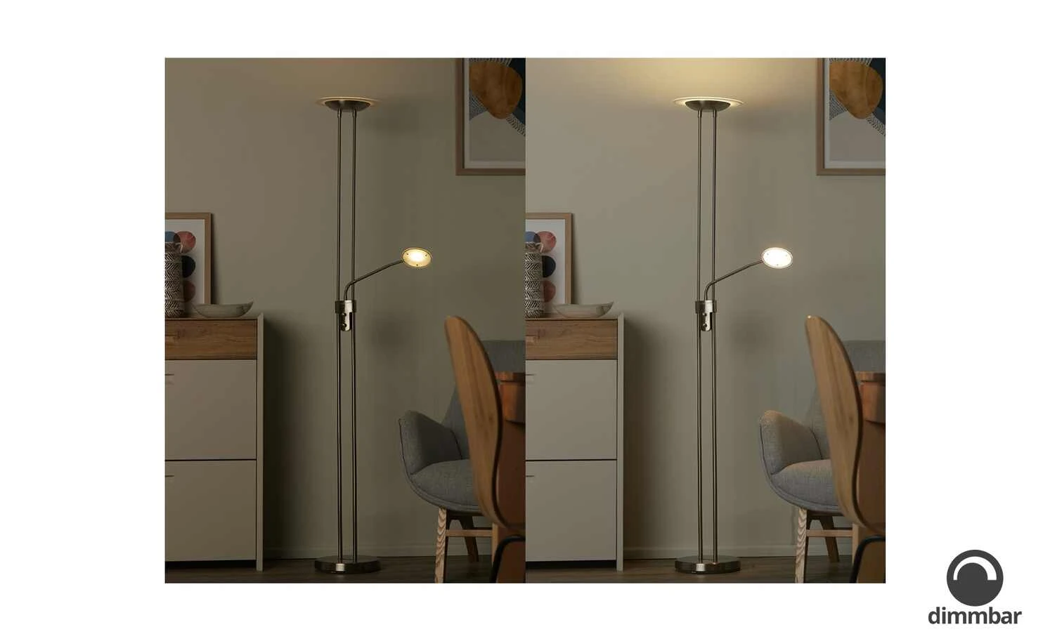 Meisterleuchten LED-Deckenfluter, 2-flammig, Nickel matt 1 Meisterleuchten LED-Deckenfluter, 2-flammig, Nickel matt