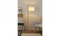 KHG Stehleuchte, 1-flammig, Bambus/ Stoff weiß